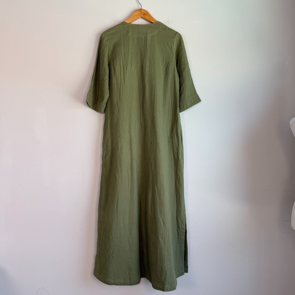 Soft Surroundings Textured Cotton Gauze Maxi Dress XS Modest Boho Earthy - Picture 7 of 12